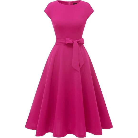 Dresstells Women's Rose Modest Vintage Cocktail Formal Party Evening Dresses - Picture 2 of 7